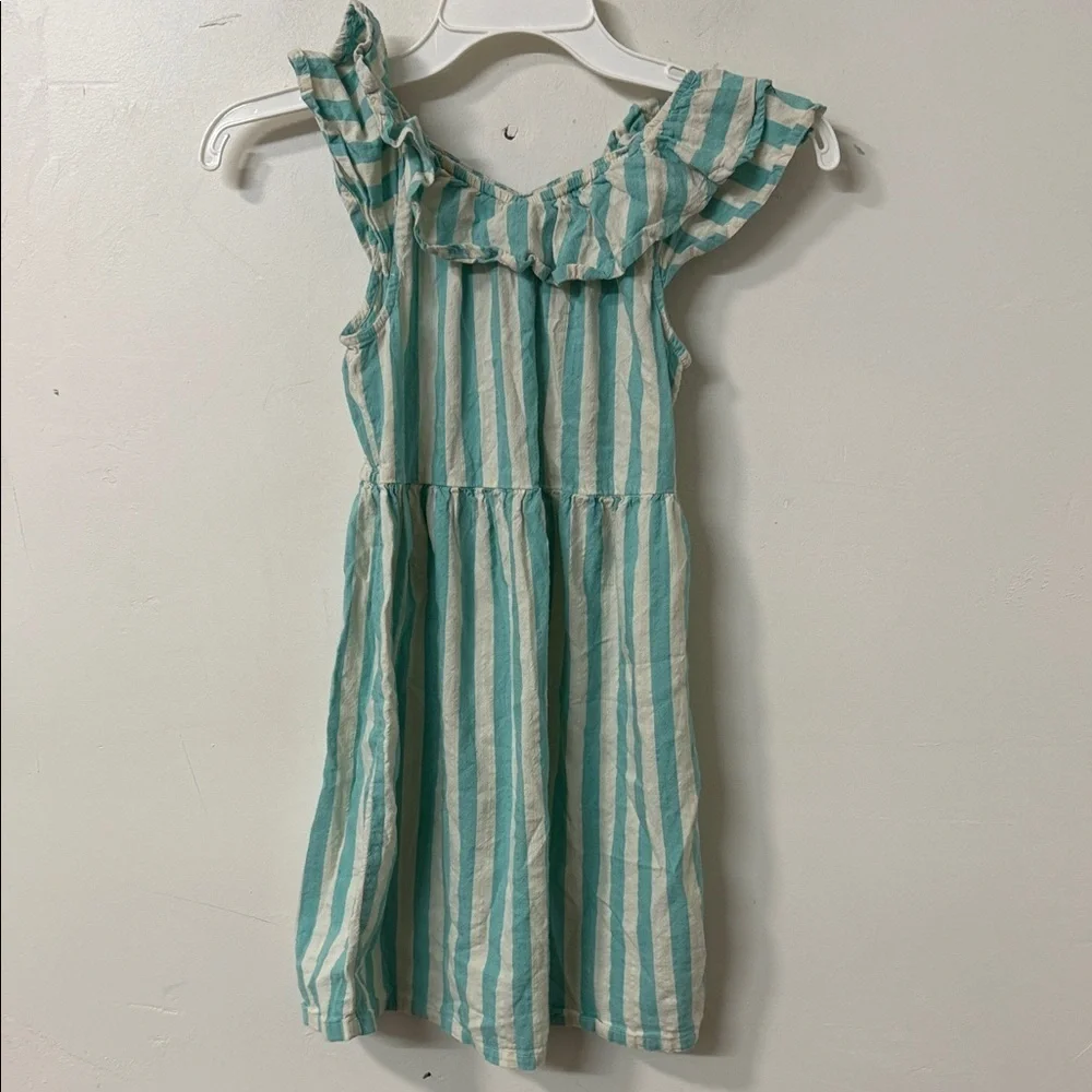 Striped Green and White Kids Dress